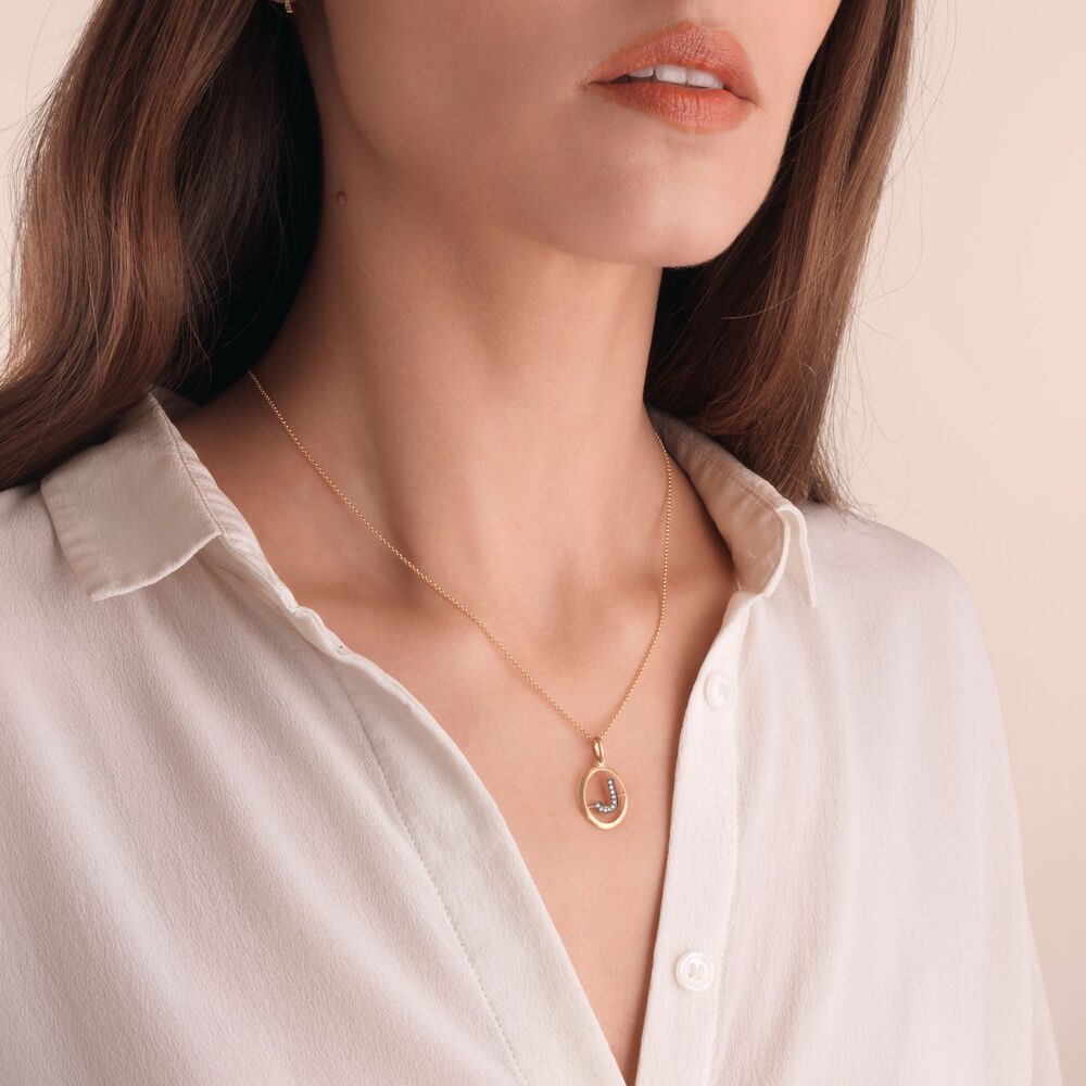 Initials 18ct Yellow Gold Diamond J Necklace | Annoushka jewelley